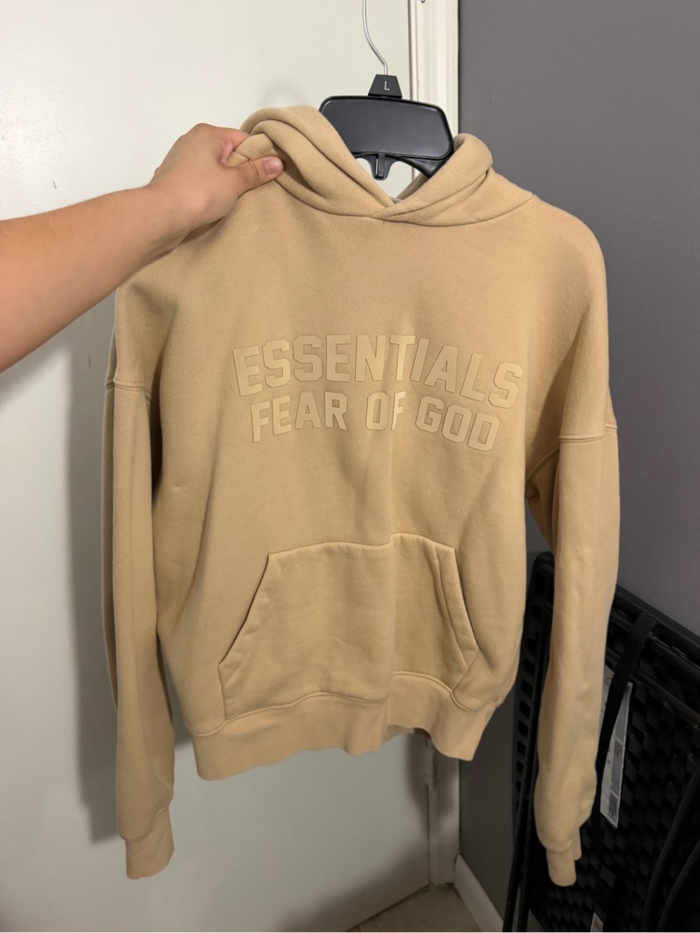 Essentials Fear of God Crewneck Hoodie in Tan